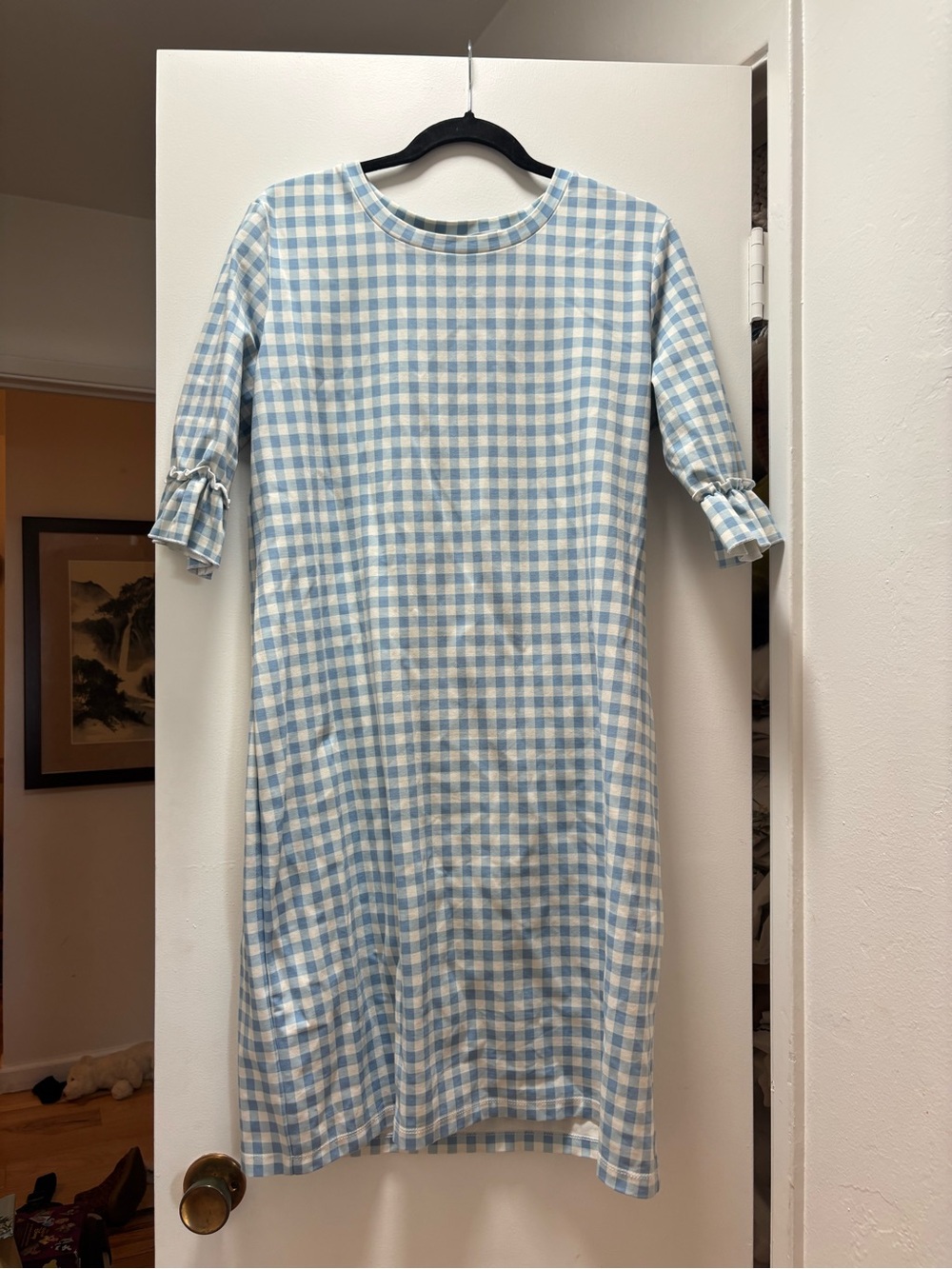 Blue and White Gingham Women’s Shift Dress